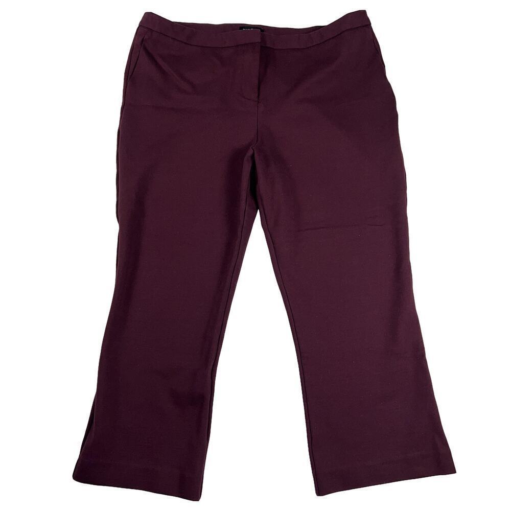 Max & Mia Cropped Boot Kick Ponte Pants Burgundy Size XL
